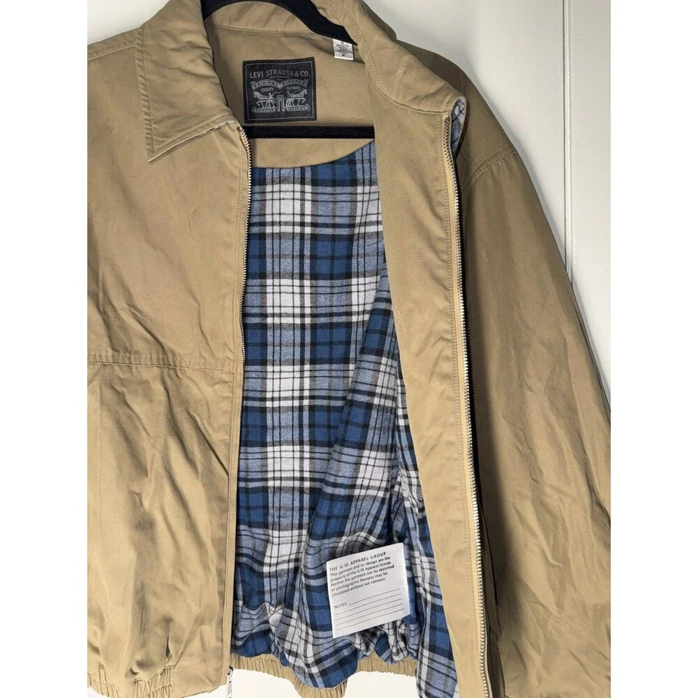vintage Levi Strauss & Co. Harrington jacket  Khaki Plaid Lined size S